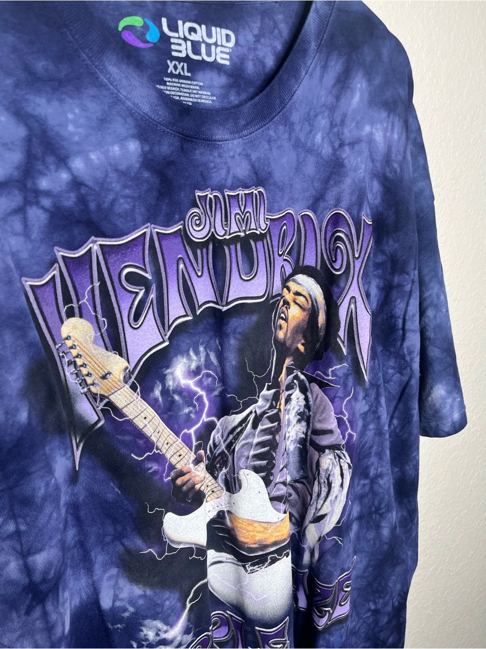 Jimi Hendrix Purple Haze‎ Liquid Blue Tie Dye Band Tee Shirt XXL Graphic T-Shirt - Picture 3 of 5